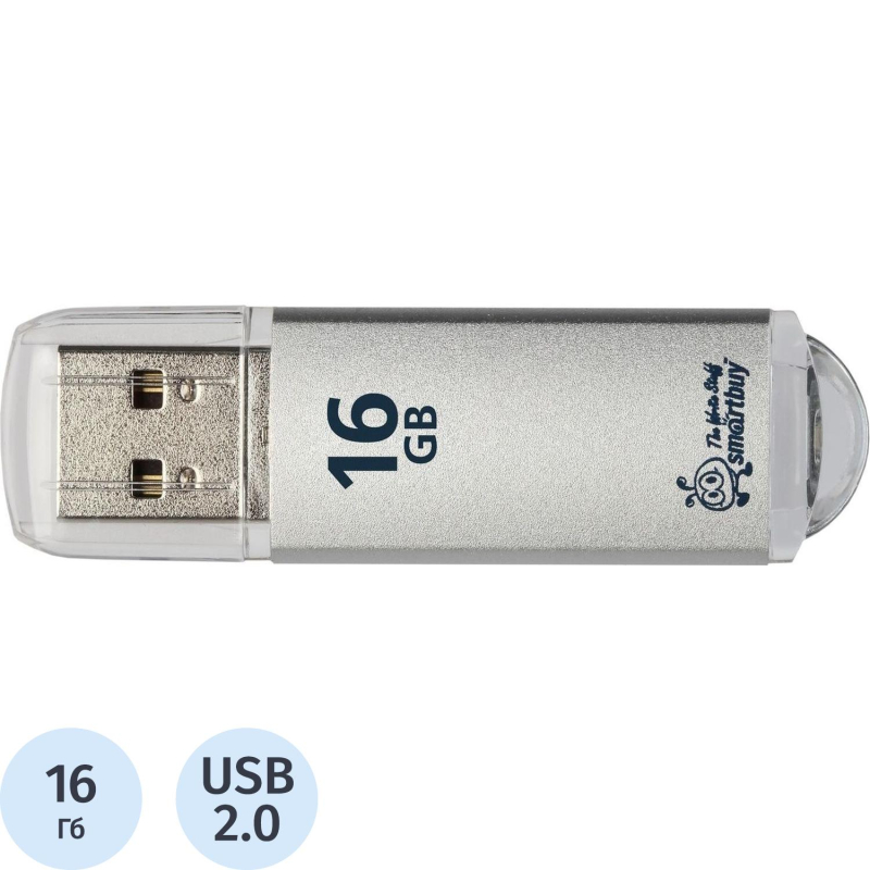 Флеш-память Smartbuy V-Cut, 16Gb, USB 2.0, сереб, SB16GBVC-S - фото 1