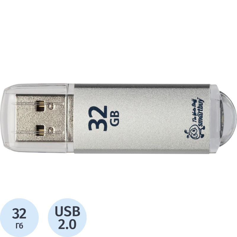 Флеш-память Smartbuy V-Cut, 32Gb, USB 2.0, сереб, SB32GBVC-S - фото 1