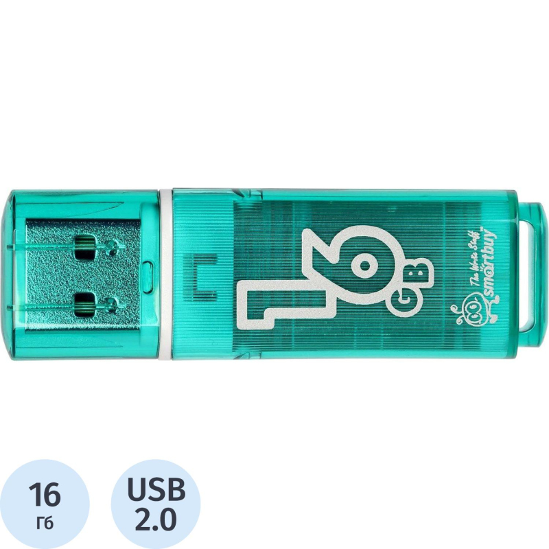 Флеш-память Smartbuy Glossy, 16Gb, USB 2.0, зел, SB16GBGS-G - фото 1