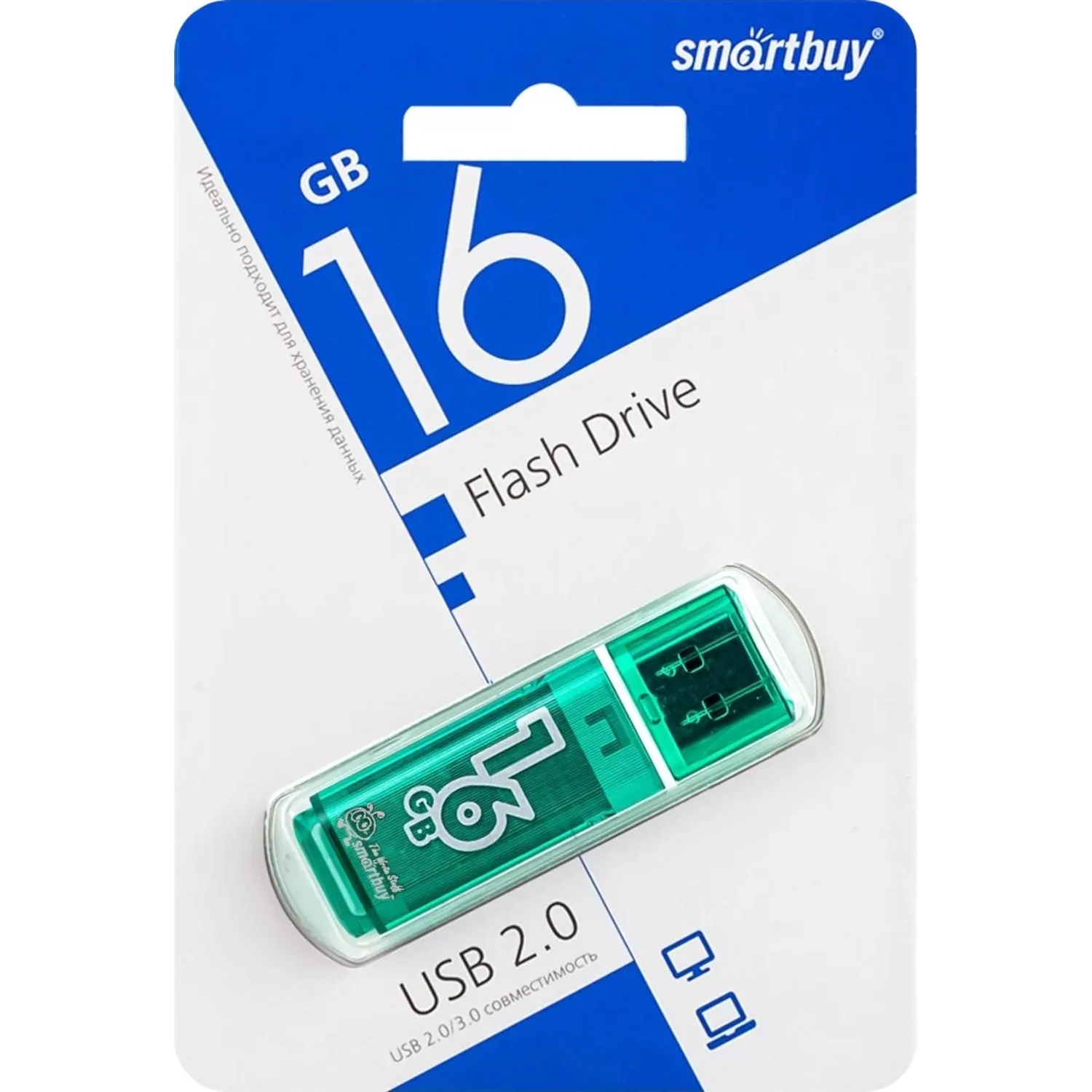 Флеш-память Smartbuy Glossy, 16Gb, USB 2.0, зел, SB16GBGS-G - фото 4