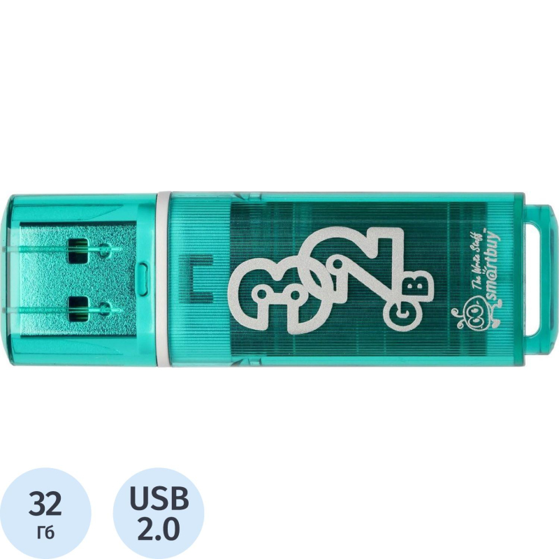 Флеш-память Smartbuy Glossy, 32Gb, USB 2.0, зел, SB32GBGS-G - фото 1