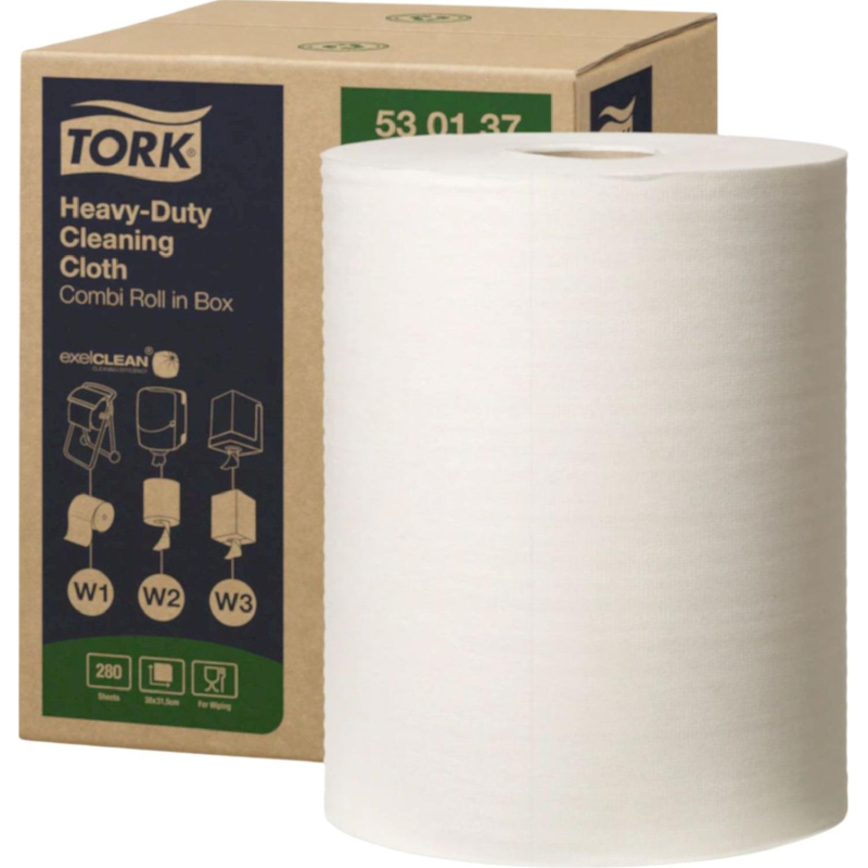 Материал протирочный нетканый Tork W1/W2/W3 280лx1рул/кор, белый 530137 - фото 1