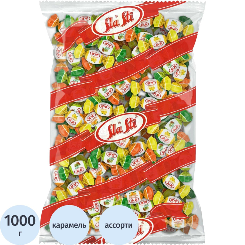 Конфеты мини  MIX №25  апельсин, киви, клубника, персик 1 кг - фото 1