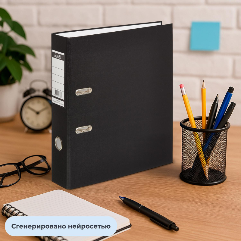 Папка-регистратор ECONOMY б/мет.уг,70мм,черный,ПБП1,карм.кор - фото 12
