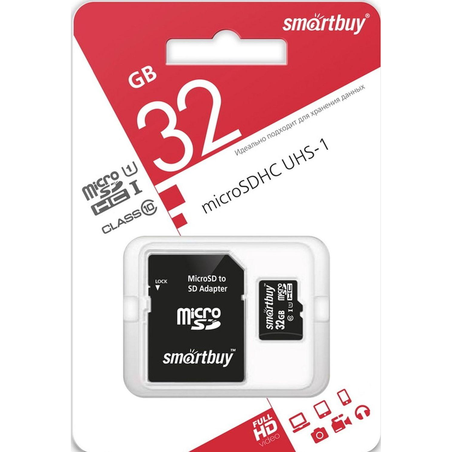 Карта памяти SmartBuy microSDHC 32Gb UHS-I Cl10 +ад, SB32GBSDCL10-01 - фото 2
