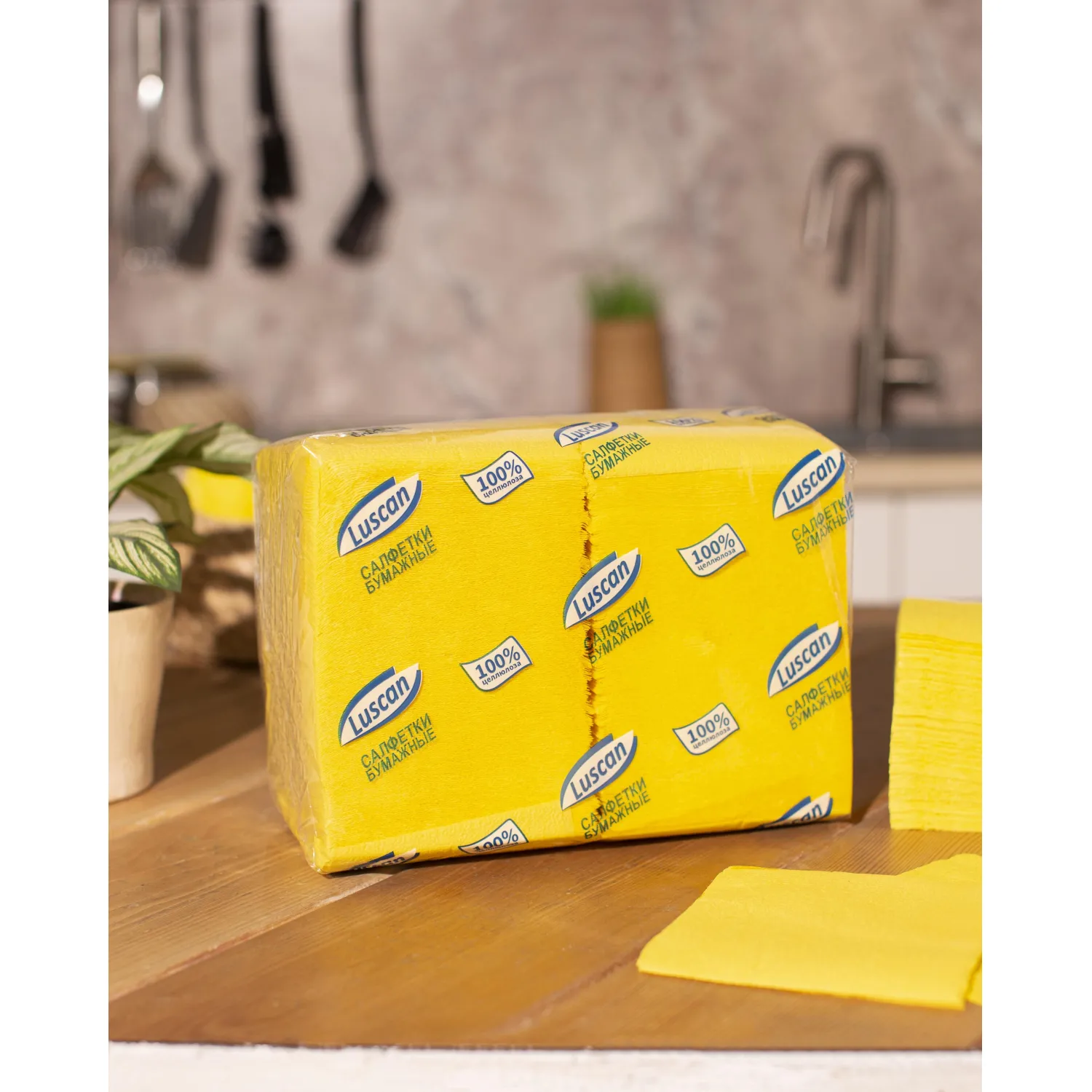 Салфетки бумажные Luscan Profi Pack 1сл24х24 желтые 400шт/уп - фото 6