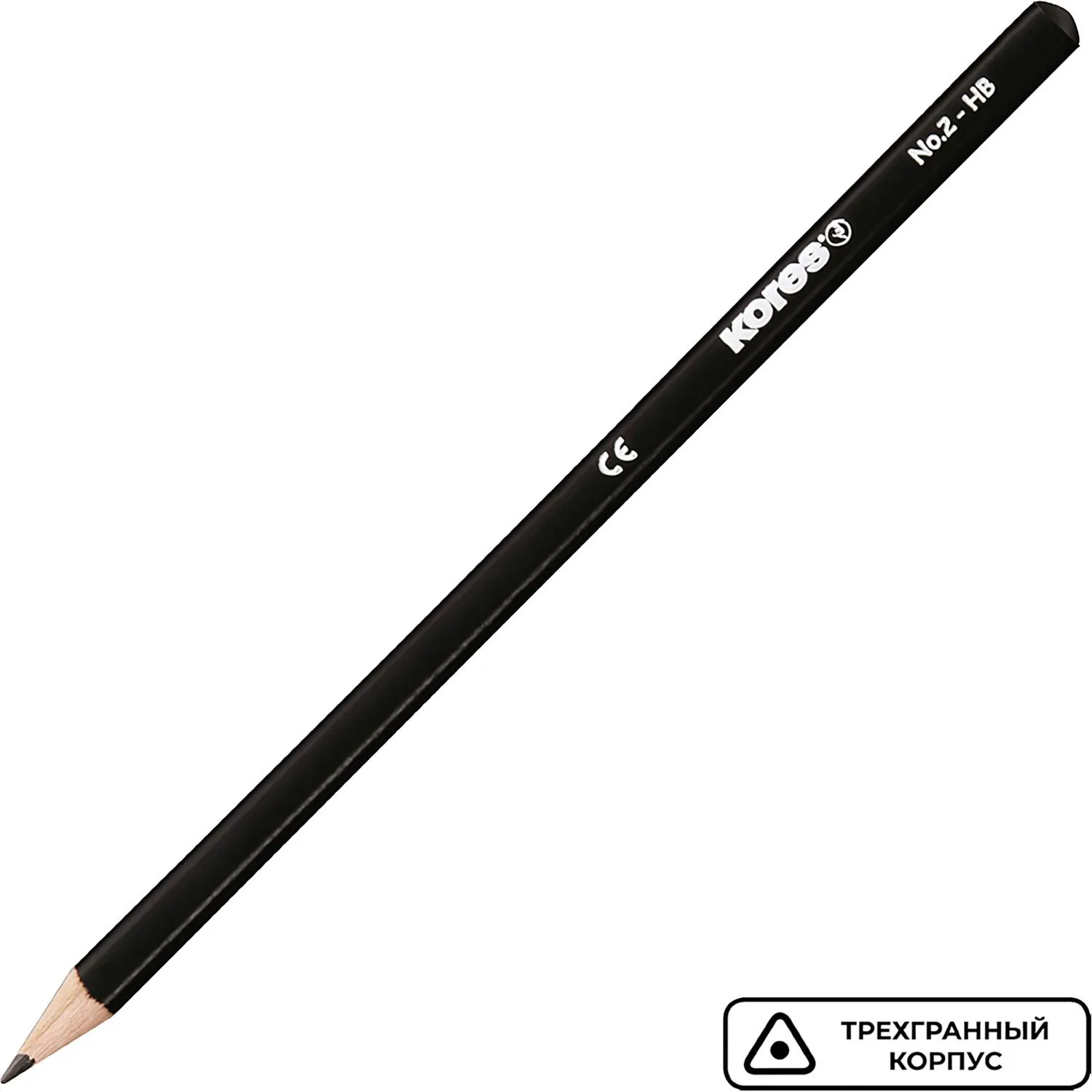 Карандаш чернографитный KORES трехгранный HB без ластика 92301 - фото 3
