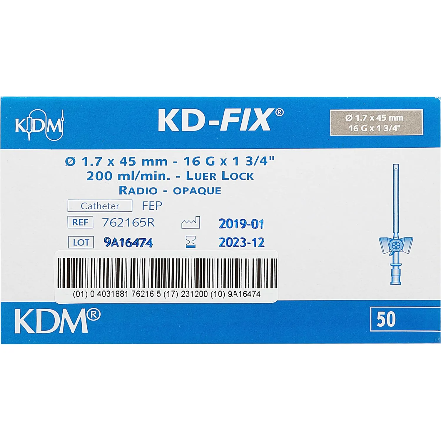 Катетер внутривенный с доп.портом G16 KDM 50шт/уп - фото 3