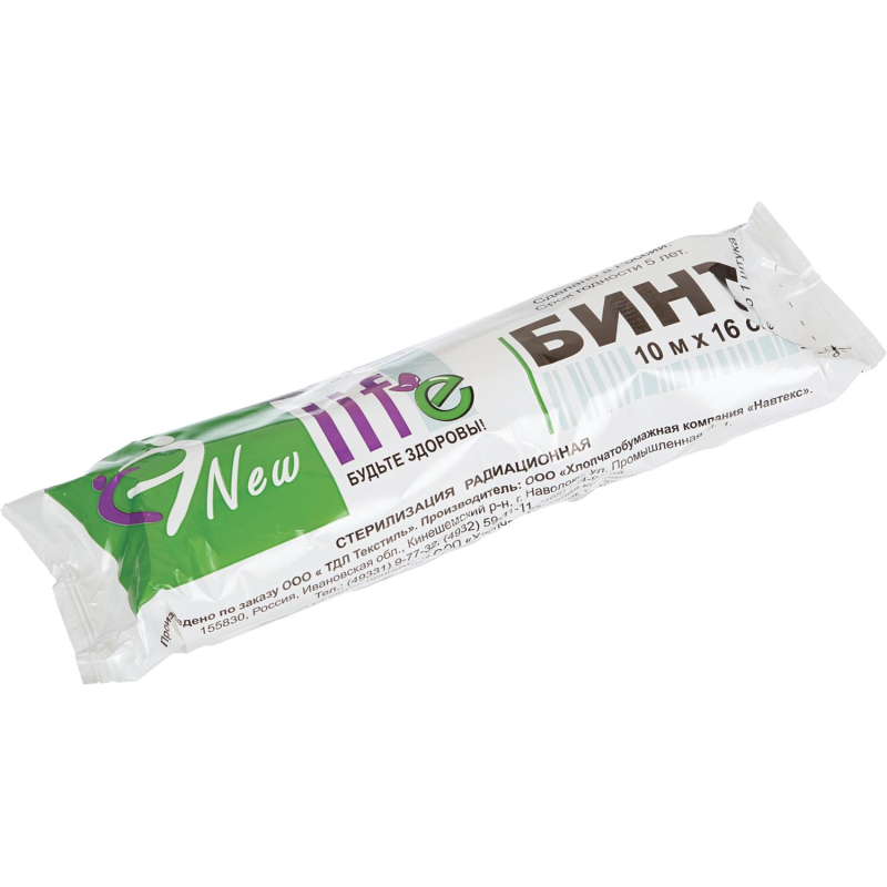 Перевяз. ср-ва Бинт стер. 10мx16см, Life (инд зеленая уп, пл.36г) ШК06233 - фото 1