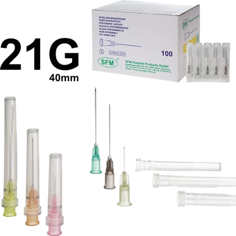 Игла инъекционная 21G (0,8х40 мм) SFM 100шт/уп. - фото 1