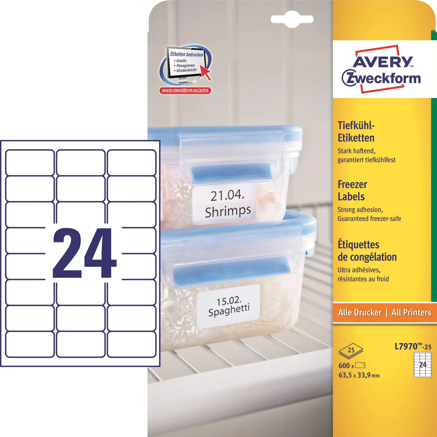 Этикетки самоклеящиеся L7970-25 Морозостойкие 63,5x33,9мм,бел,I,+L+CL,600шт - фото 2