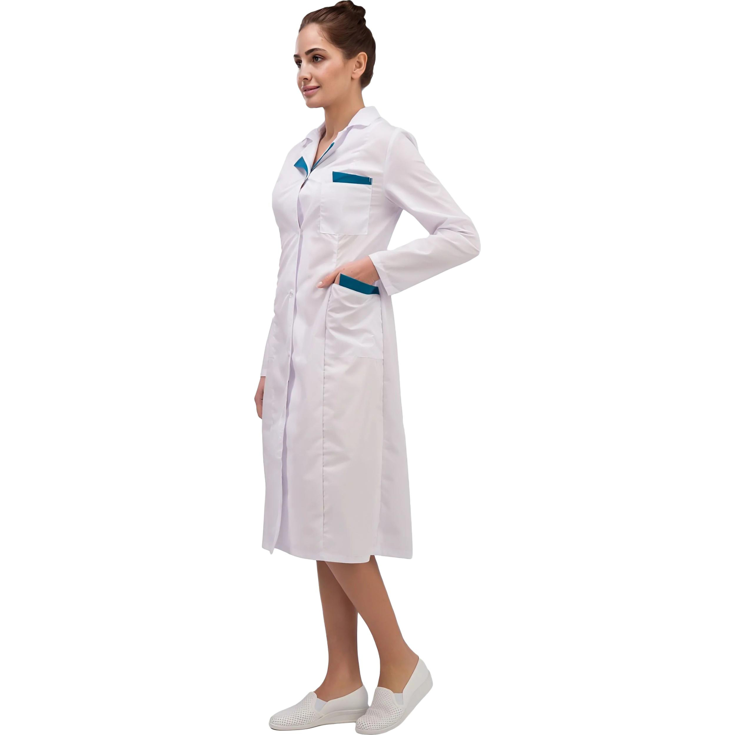Халат для медицинского персонала м01-ХЛ женский (р.40-42) 158-164 - фото 2