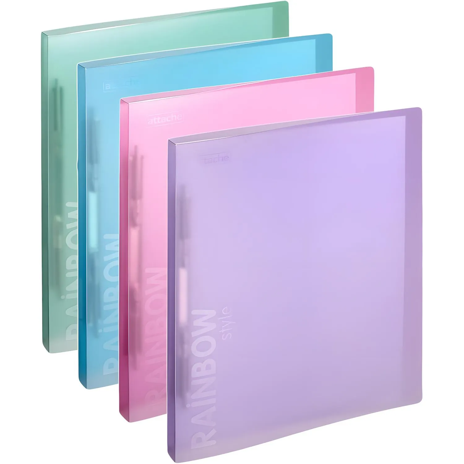 Скоросшиватель пластиковый с пруж.мех.Attache Rainbow Style зеленый - фото 4