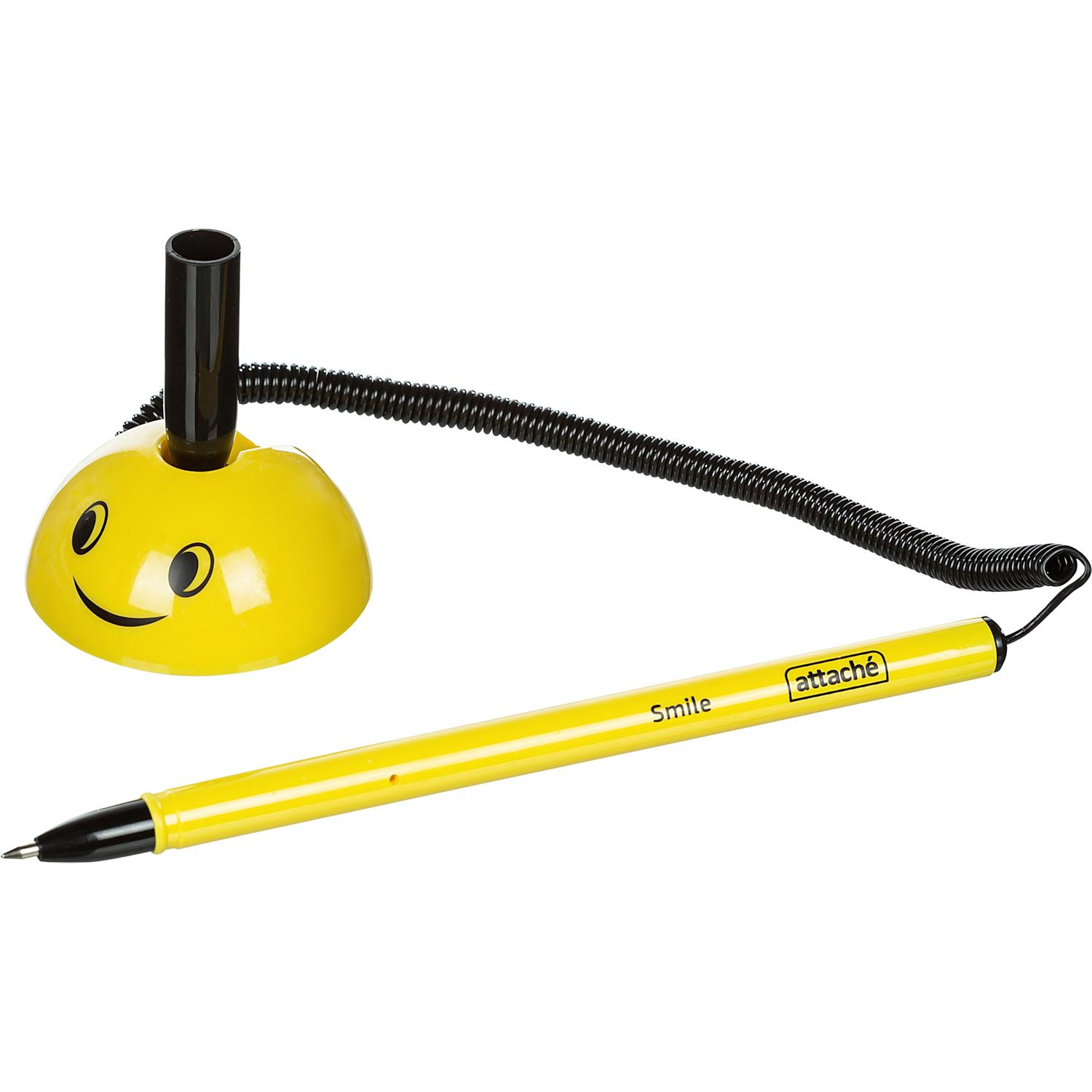Ручка шариковая на подставке на липуч для стол Attache Smile желтая,син.ст - фото 3