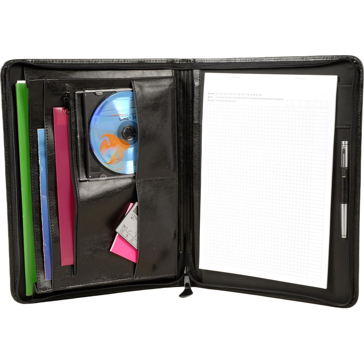 Папка деловая из кож/зам ЛИДЕР 123и  VIP-серия , на молнии, черн.,  Россия - фото 4