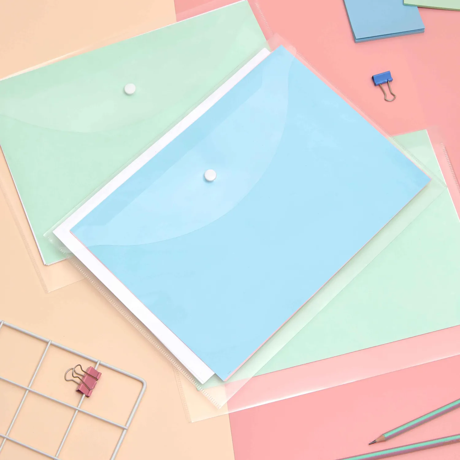 Папка-конверт на кнопке А4 100мкм прозрачный 10шт в уп - фото 5