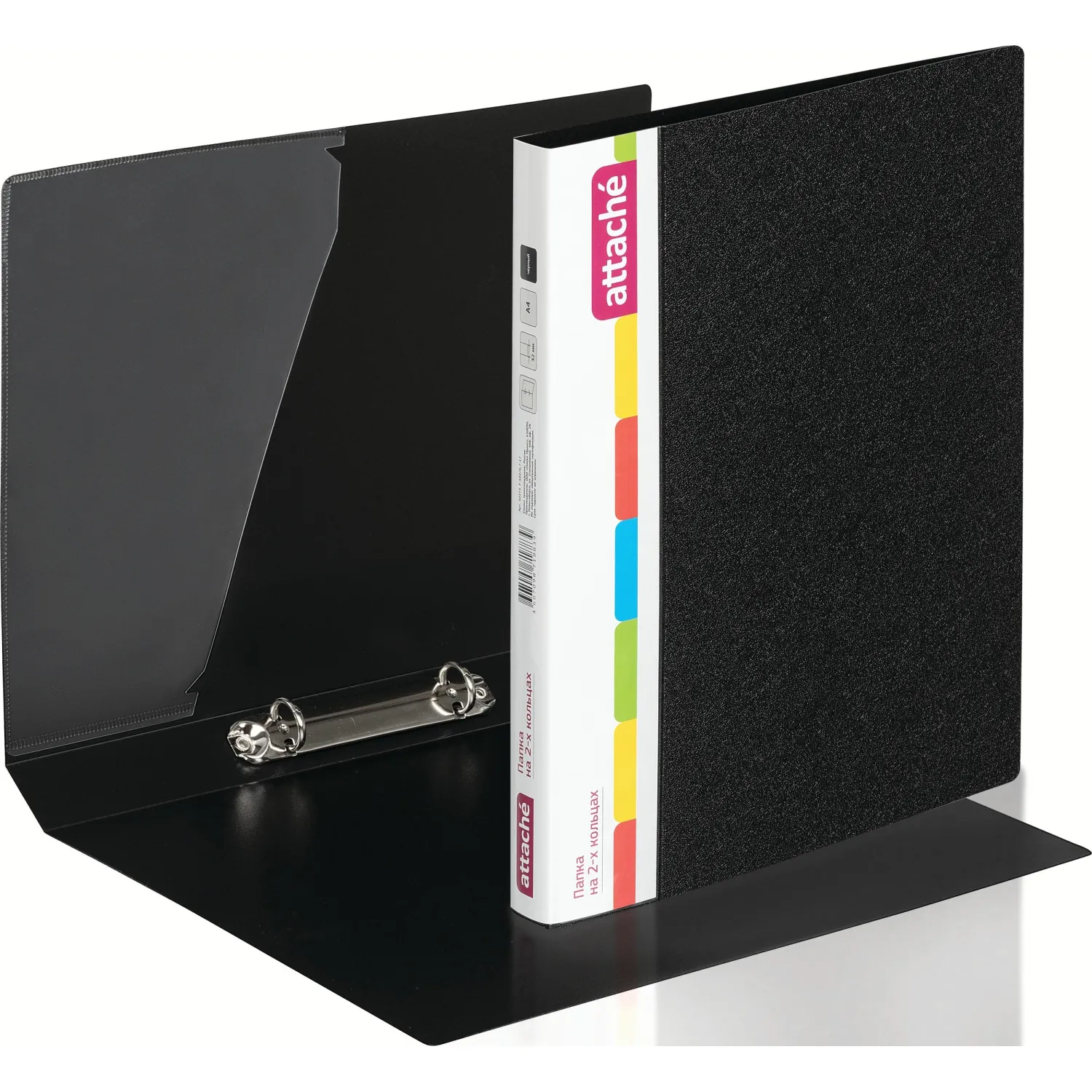 Папка на 2-х кольцах пласт. 17/32мм А4 ATTACHE F502/07 черная Р - фото 2