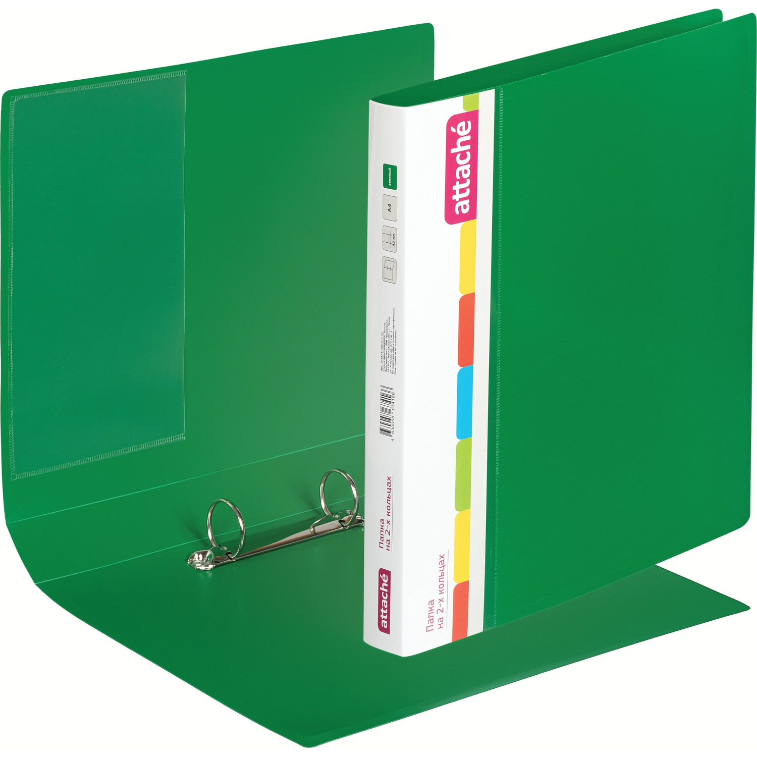 Папка на 2-х кольцах пласт. 35/42мм А4 ATTACHE F502/07 зеленая - фото 2