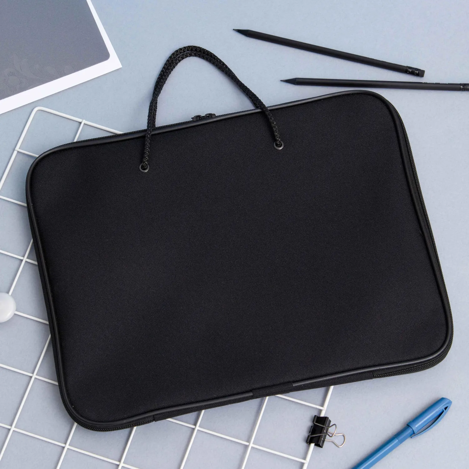 Папка-портфель на молнии с ручками офисн. А4 черная, нейлон 85-41 Россия - фото 7