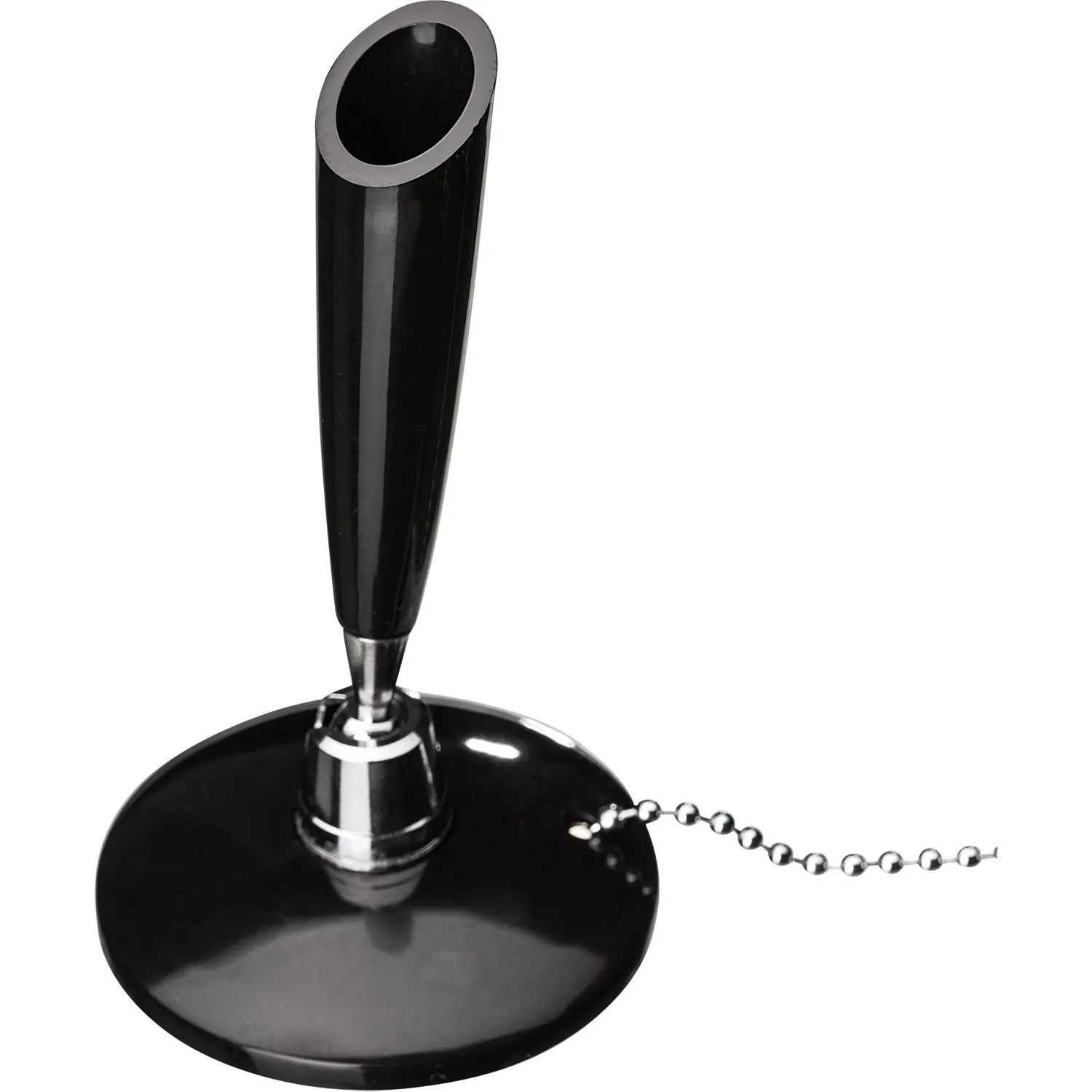 Ручка шариковая на подставке на липучке KP1005 в держат с цепочкой цв.черн - фото 4