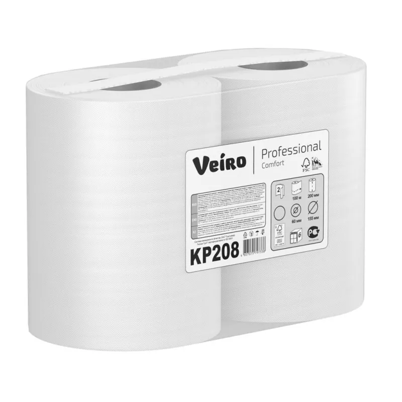 Полотенца бумажные д/держ.Veiro C1/C2 Comfort с ЦВ 2сл.100м 6рул/уп. KP208 - фото 4