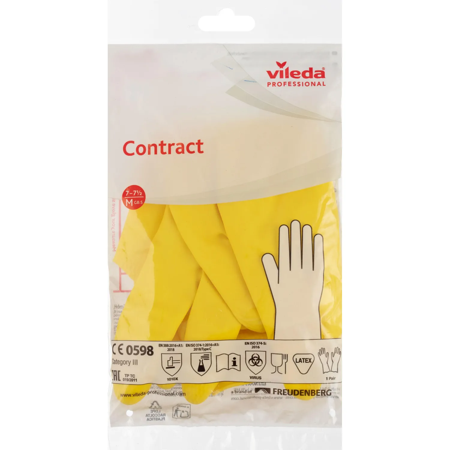 Перчатки резиновые ViledaProfesКонтракт латекс желт рM 101017/174323,ПС - фото 9