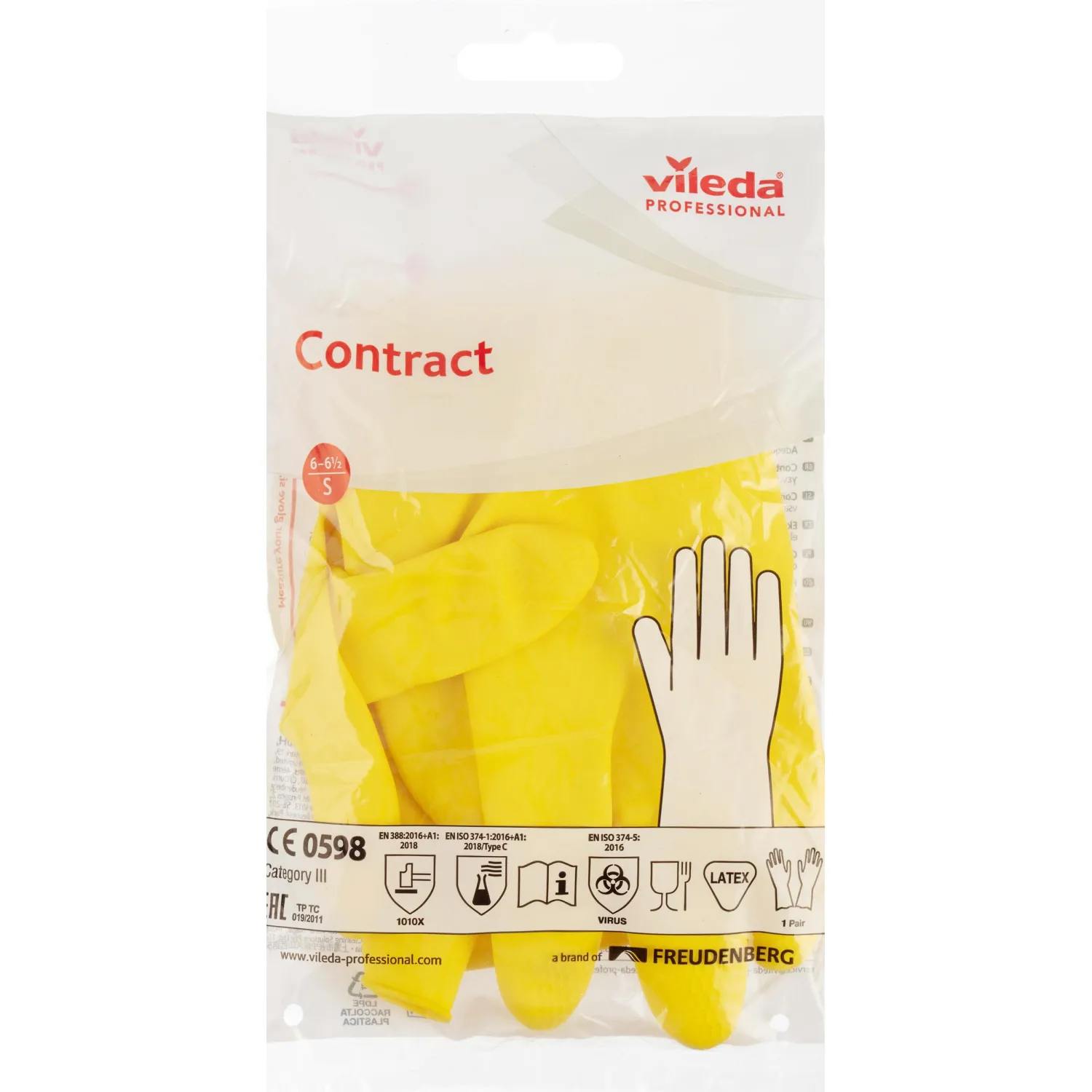 Перчатки резиновые ViledaProfesКонтракт латекс желт рS 101016/174321,ПС - фото 9