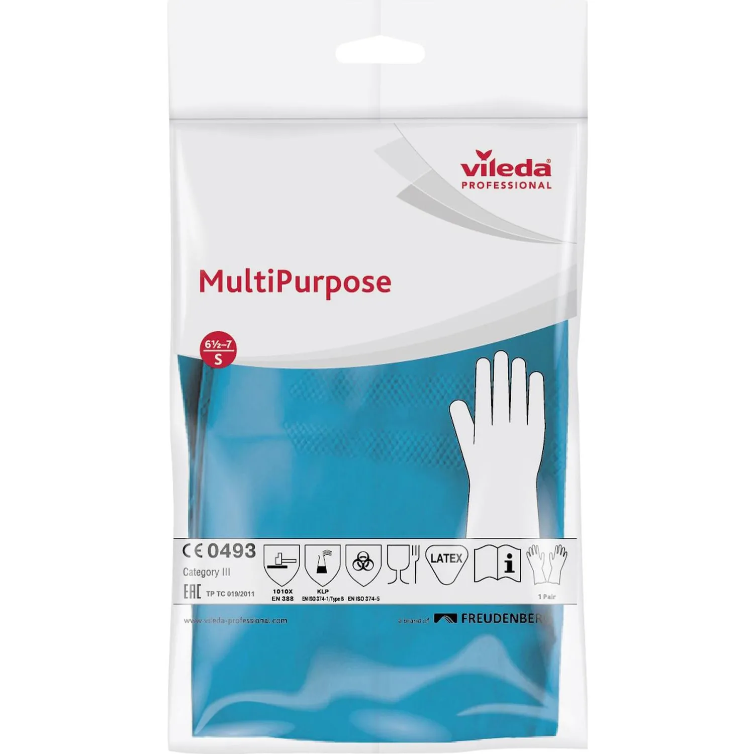 Перчатки МНОГОРАЗОВЫЕ резиновые VILEDA многоцелевые, хлопчатобумажное напыление, ПРОЧНЫЕ, размер 8,5-9, L (большой), синие, вес 66 г, 174355 - фото 10