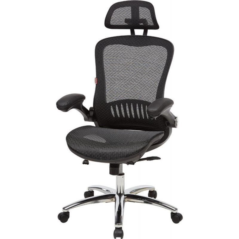 Кресло S_BN_Hg_EChair-552 TTW Net сетка черная, хром - фото 1