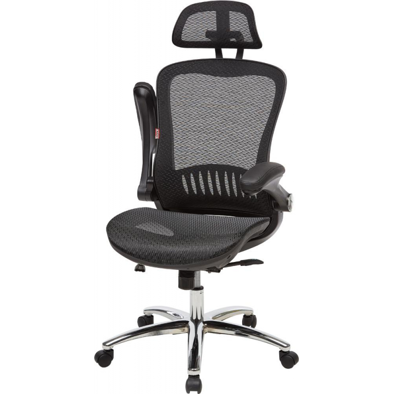 Кресло S_BN_Hg_EChair-552 TTW Net сетка черная, хром - фото 2