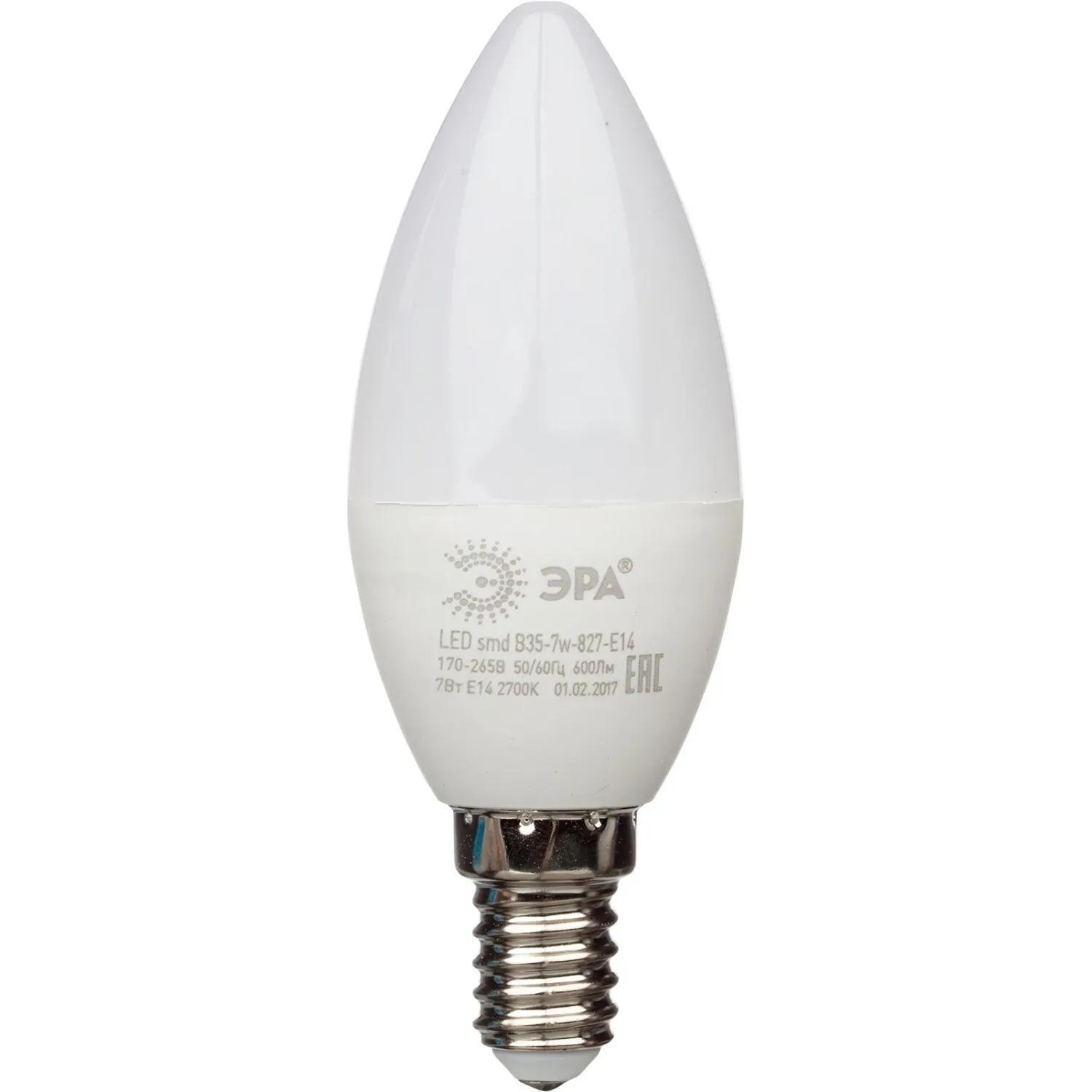 Лампа светодиодная Эра 7W E14 2700k тепл.бел.свеча LED B35-7W-827-E14 - фото 2