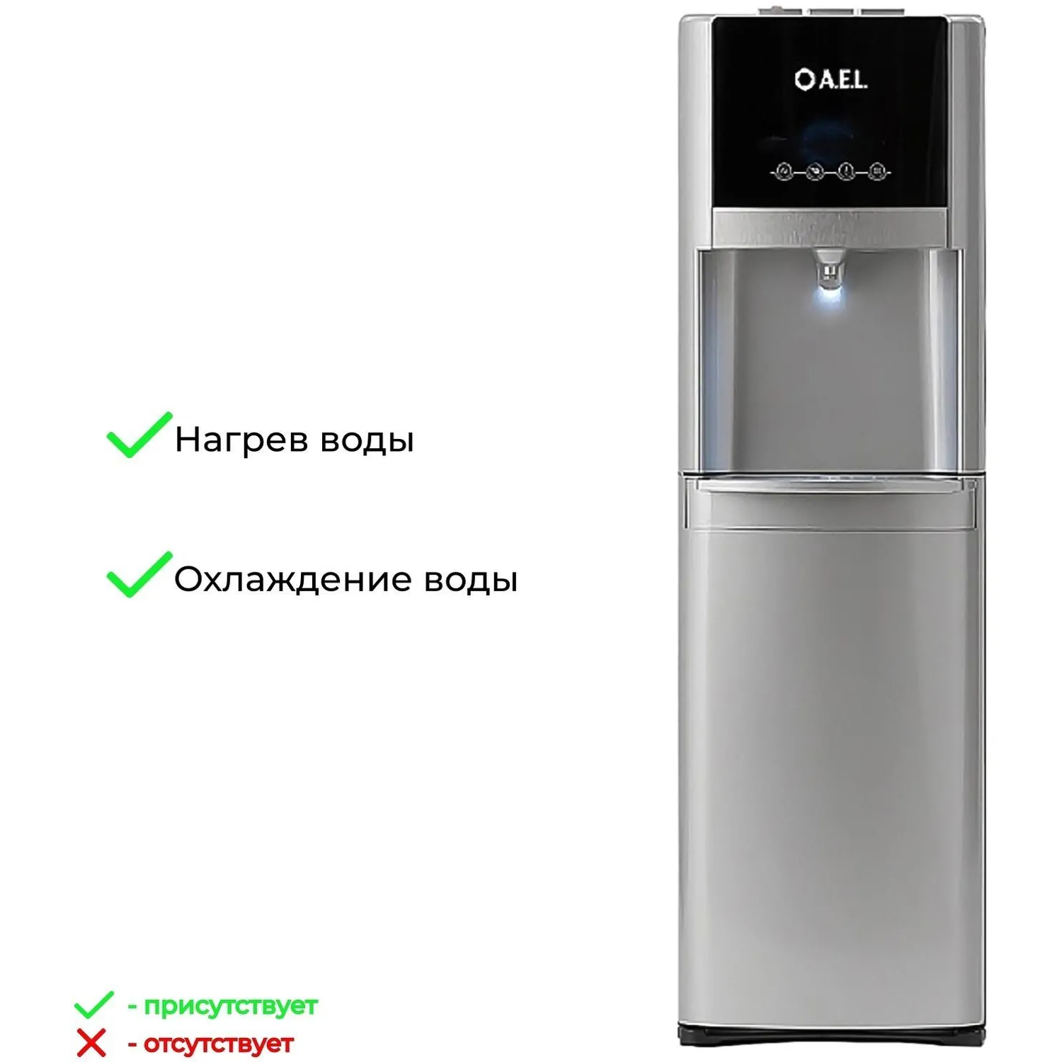 Кулер для воды AEL LC-AEL-809a silver напольн., компр., нижняя загрузка - фото 3