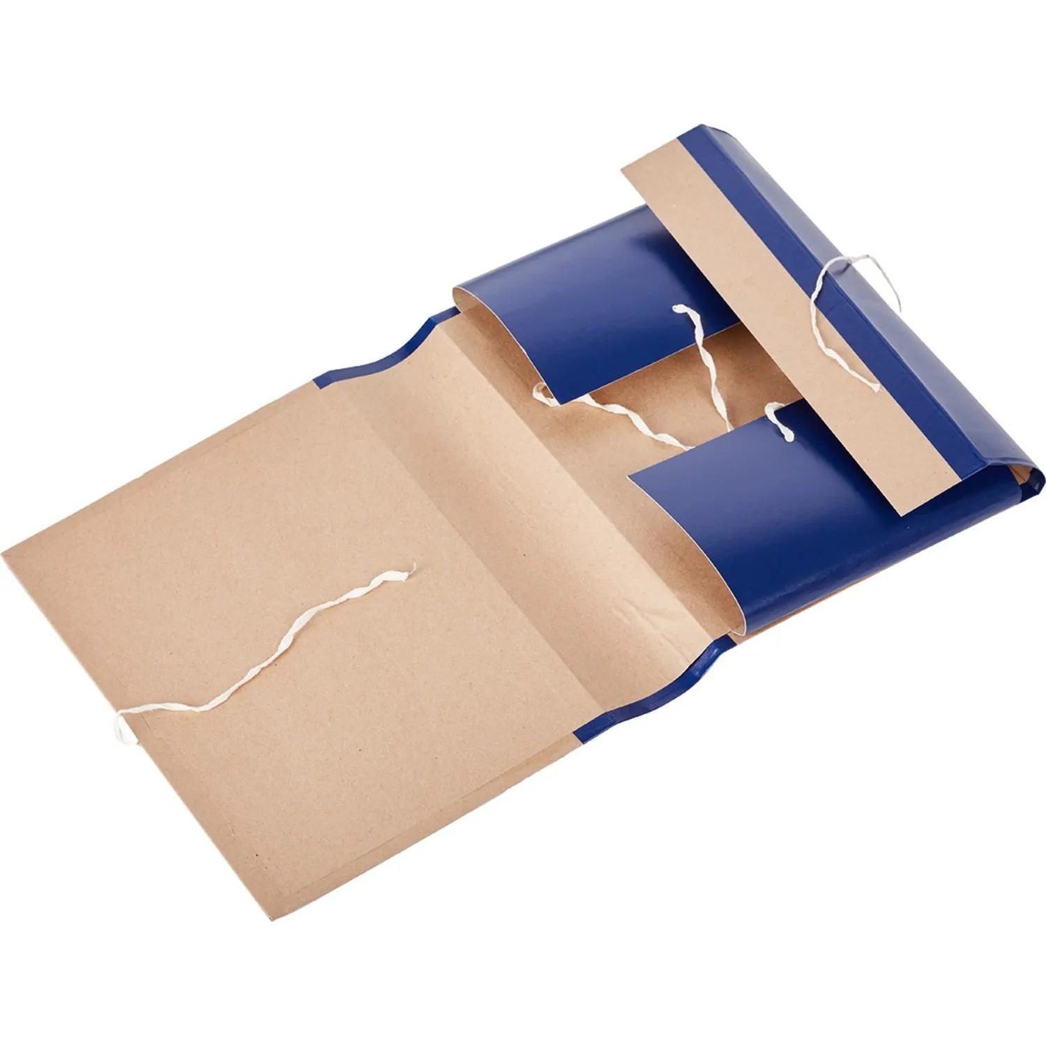 Папка архивная крафт/бумвинил  8см 4 завязки, син - фото 4