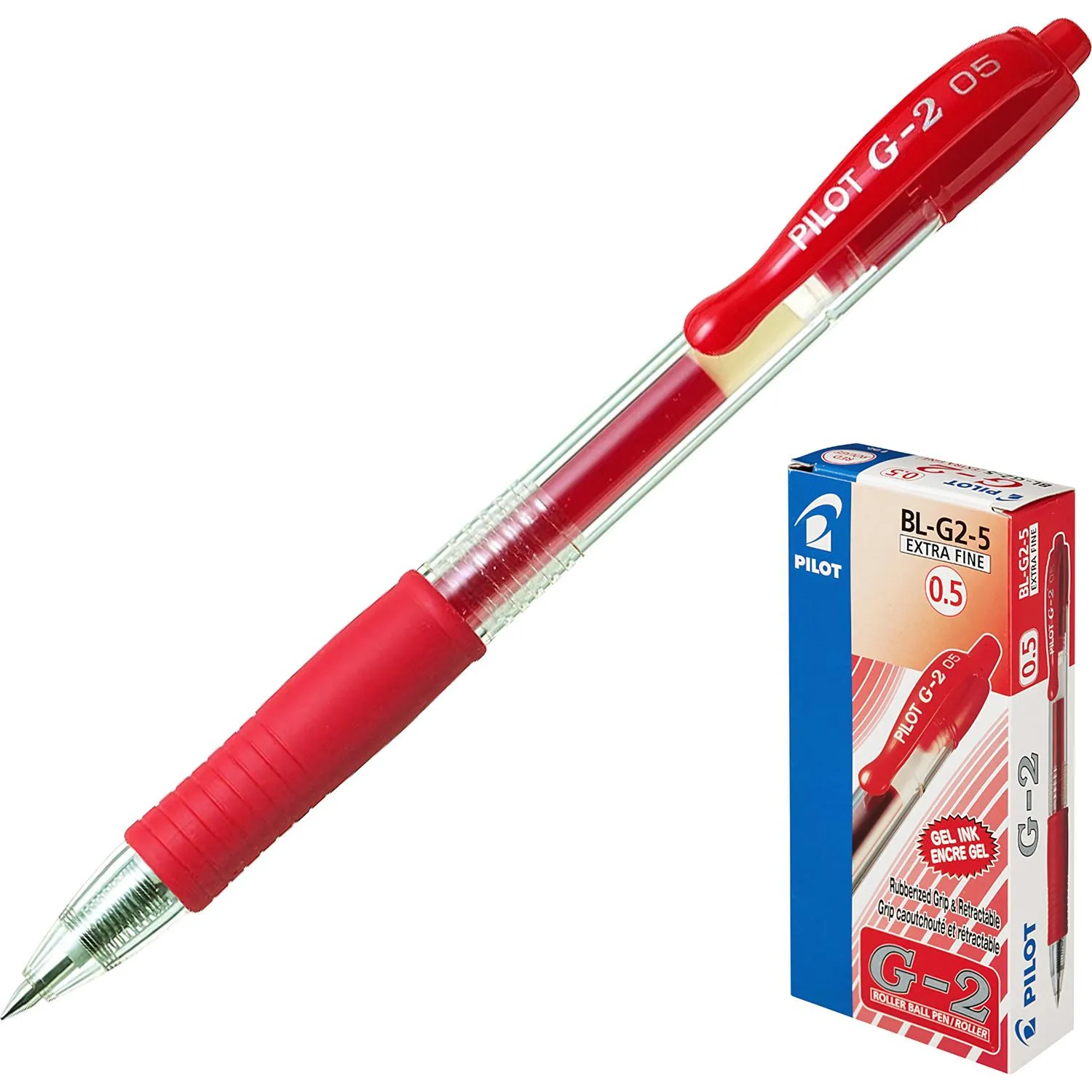 Ручка гелевая автомат. PILOT BL-G2-5 резин.манжет.красн. 0,3мм Япония - фото 2