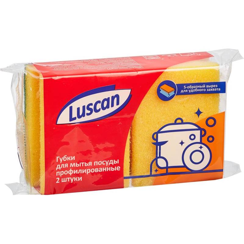 Губки для посуды Luscan 90х65х38 мм 2 шт/уп - фото 1