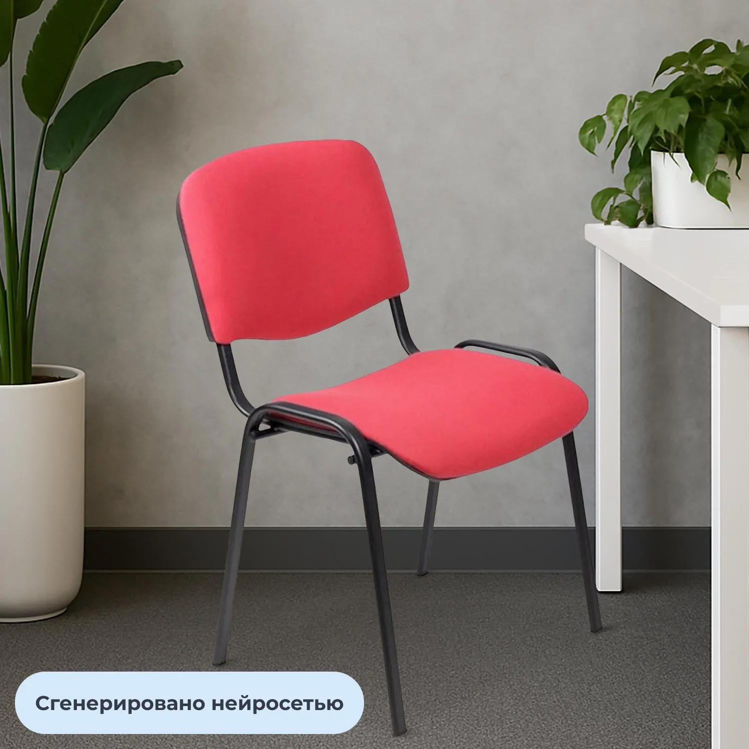 Стул UA_EChair Rio(ИЗО/ISO) чёрн, ткань красная C02 - фото 5