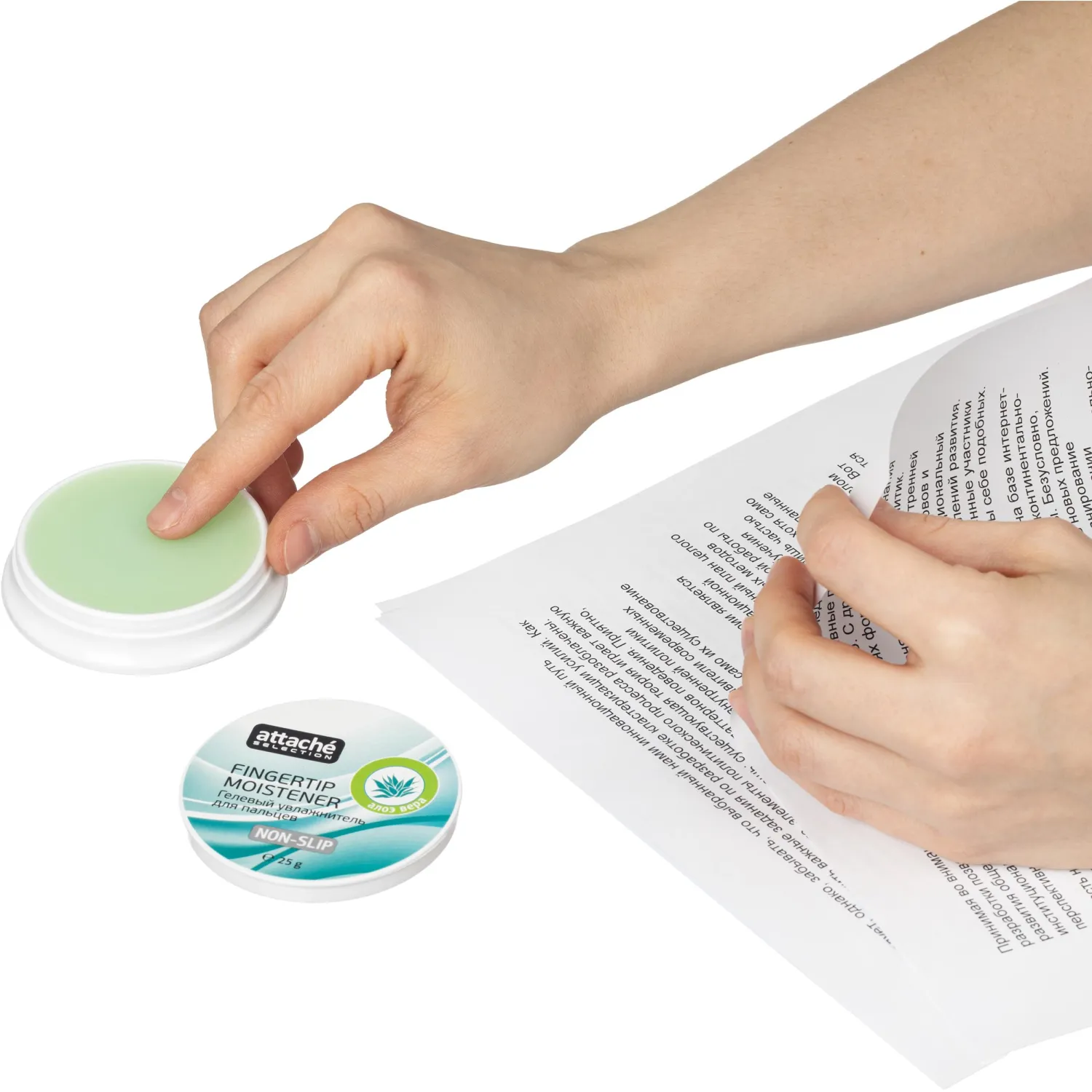 Подушка для смачивания пальцев гелевая гелевая Attache Selection Алоэ Вера, - фото 4