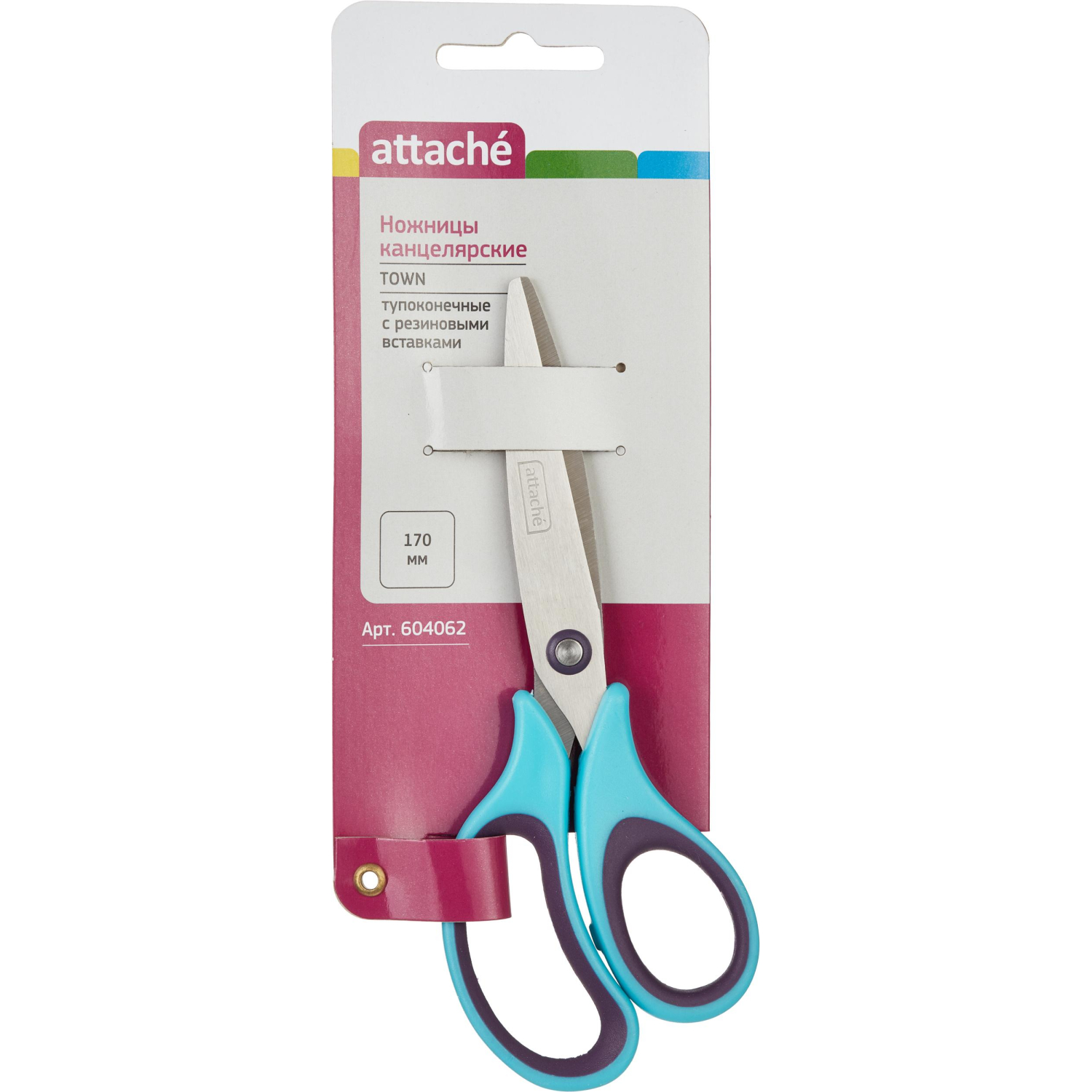 Ножницы Attache Town 170мм эргоном. руч. без покрытия, цвет фиол/голуб Ножницы Attache Town 170мм эргоном. руч. без покрытия, цвет фиол/голуб - фото 2
