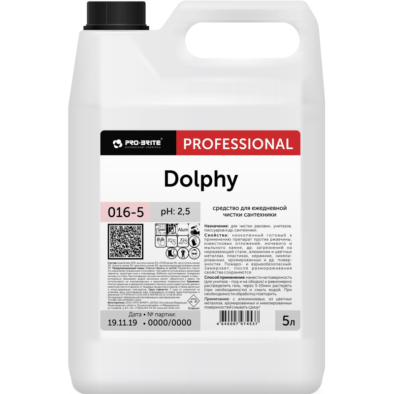 Профхим сантех кисл д/ежеднев очистки сантехники Pro-Brite/Dolphy(016-5),5л - фото 1