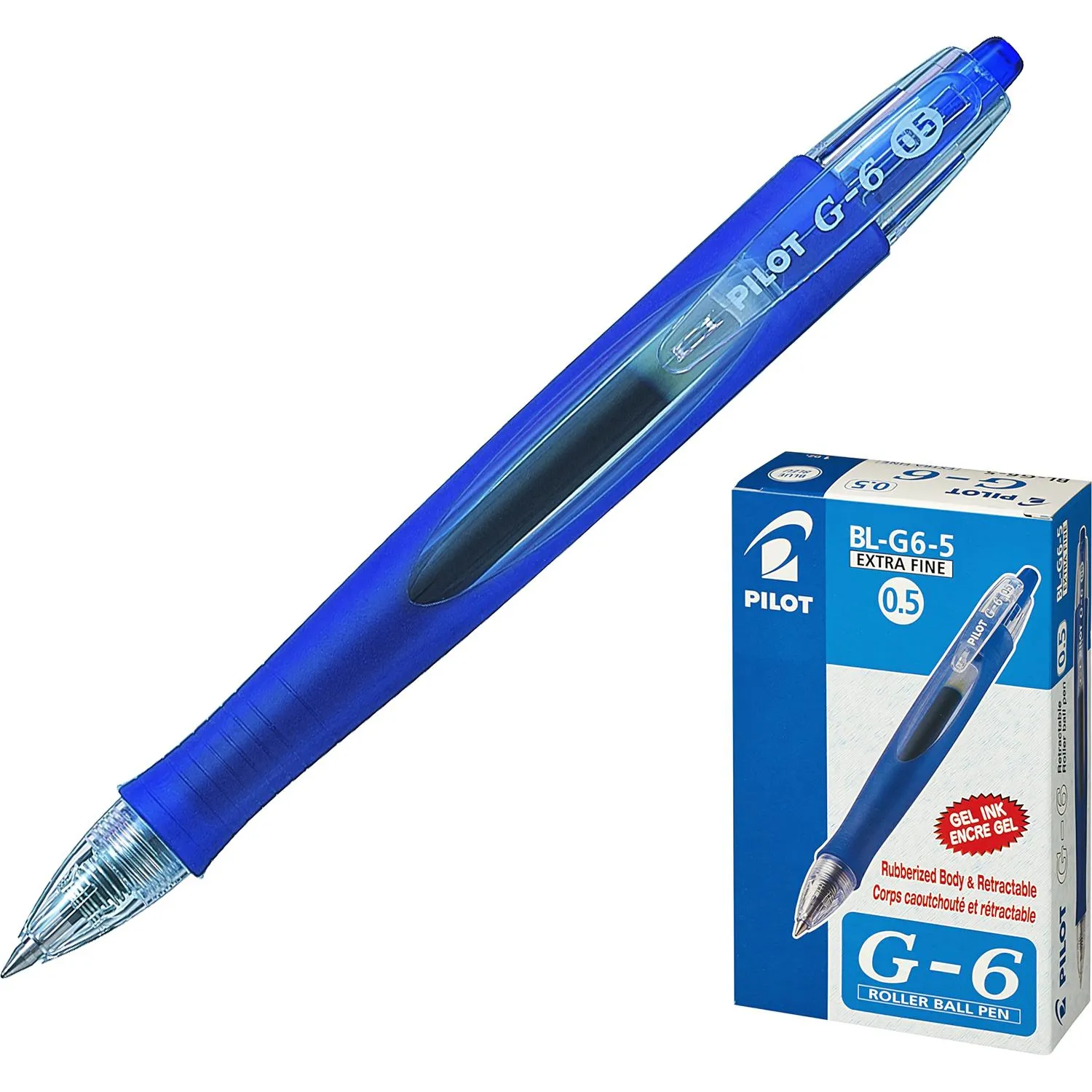 Ручка гелевая автомат. PILOT BL-G6-5 резин.манжет. син 0,3мм Япония - фото 2