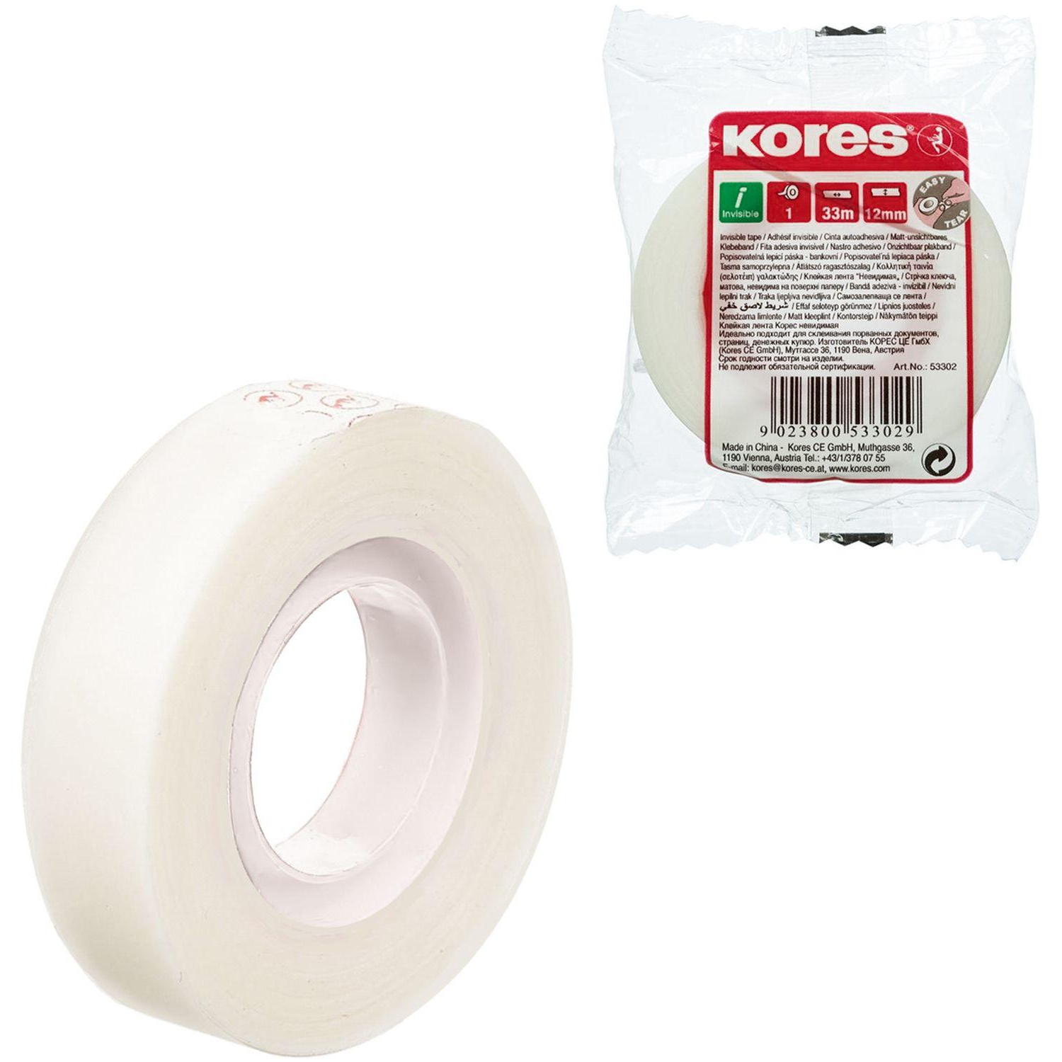Клейкая лента канцелярская KORES 12х33 невидимая 53302 Клейкая лента канцелярская KORES 12х33 невидимая 53302 - фото 2