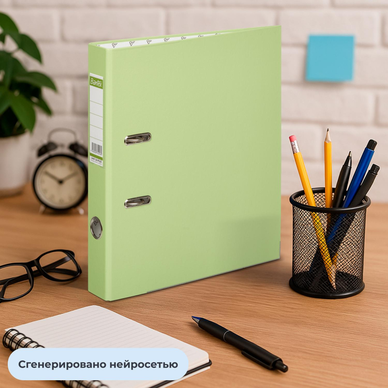 Папка-регистратор ECONOMY PLUS 50мм, лайм, ПБП1, карм.кор.,мет.уг - фото 12