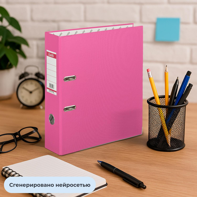 Папка-регистратор ECONOMY PLUS 80мм, фуксия, ПБП1, карм.кор.,мет.уг - фото 12