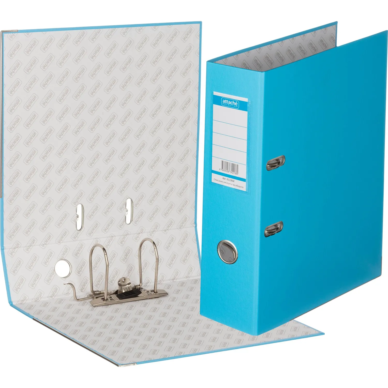 Папка-регистратор ECONOMY PLUS 80мм, голубой, ПБП1,карм.кор.,мет.уг - фото 2