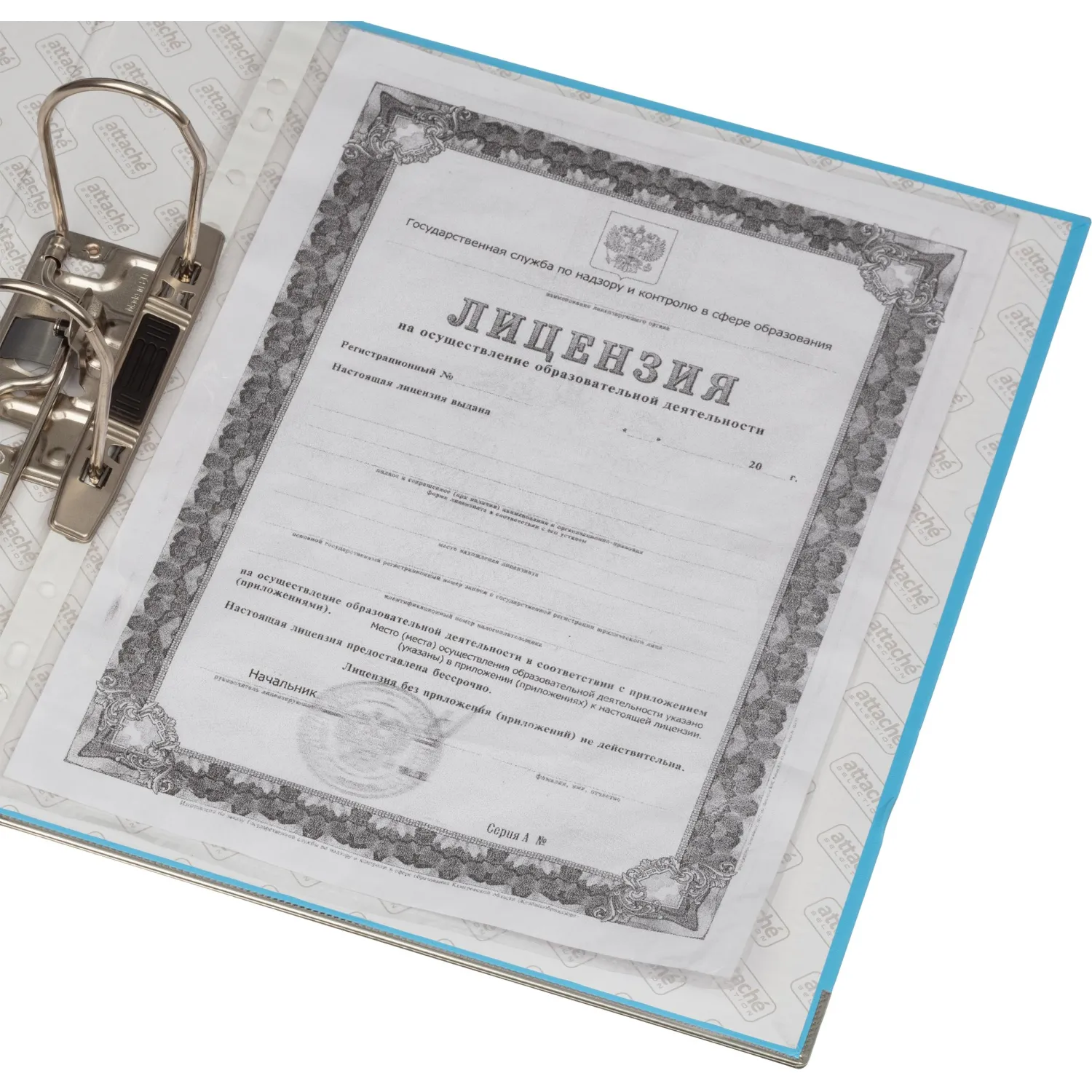 Папка-регистратор ECONOMY PLUS 80мм, голубой, ПБП1,карм.кор.,мет.уг - фото 5