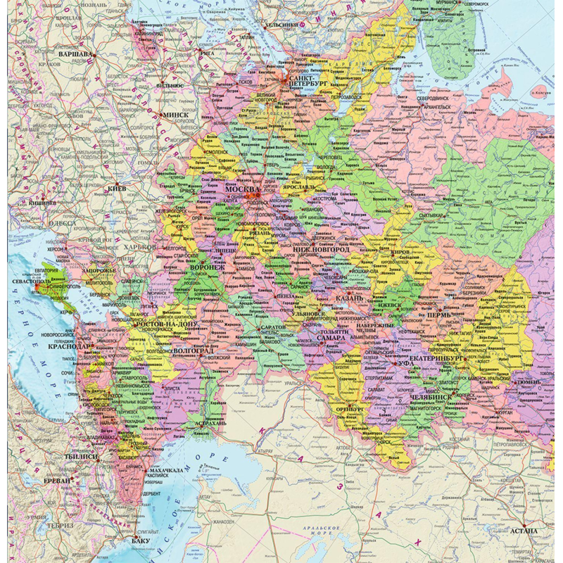 Карта настенная РФ политико-административная 1:8,8млн.,1,0х0,7м - фото 3
