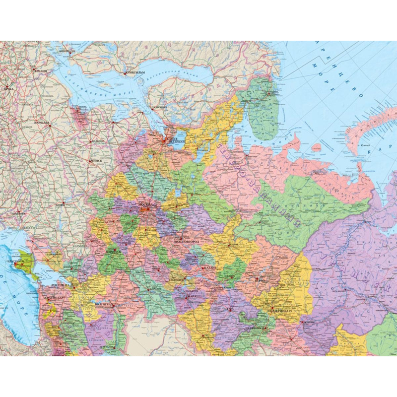 Карта настенная РФ политико-административная 1:3млн.,3,0х1,6м - фото 4