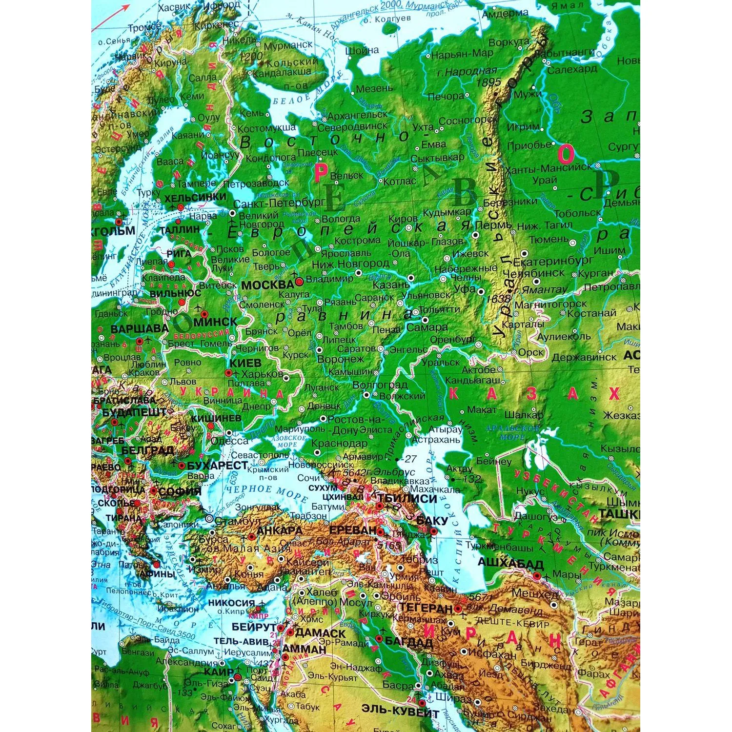 Карта настенная Мир физическая 1:22млн,физ.гран.гос,одним лис,мел.кар - фото 2