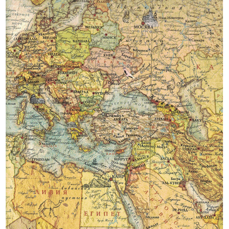 Карта настенная Мир политическая 1:22млн.,ретро стиль - фото 3