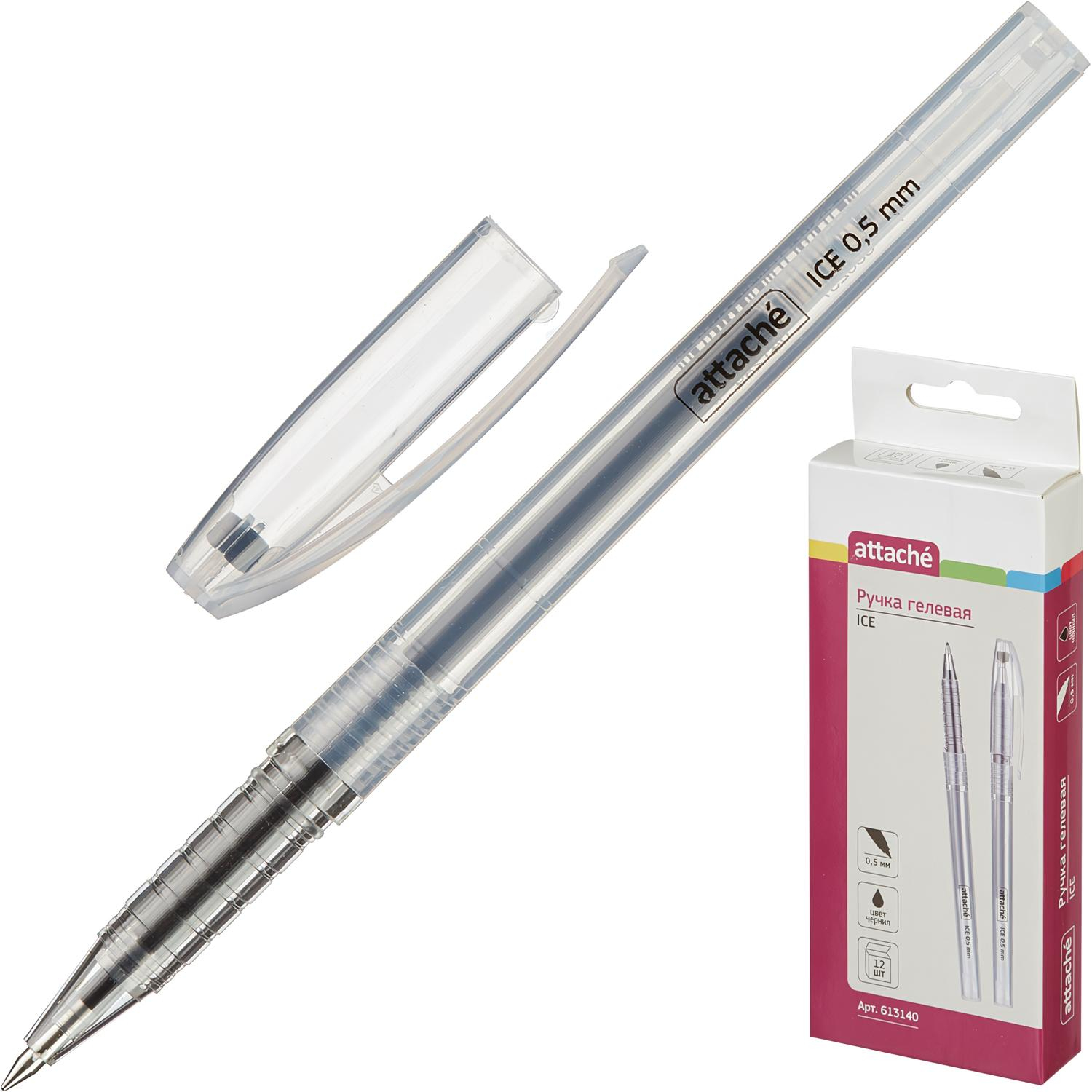 Ручка гелевая неавтомат. Attache Ice черный стерж, 0,5мм - фото 2